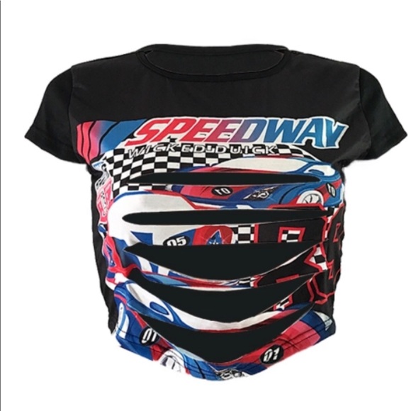 “Speedway Racing” Ripped Crop Top - Picture 2 of 3